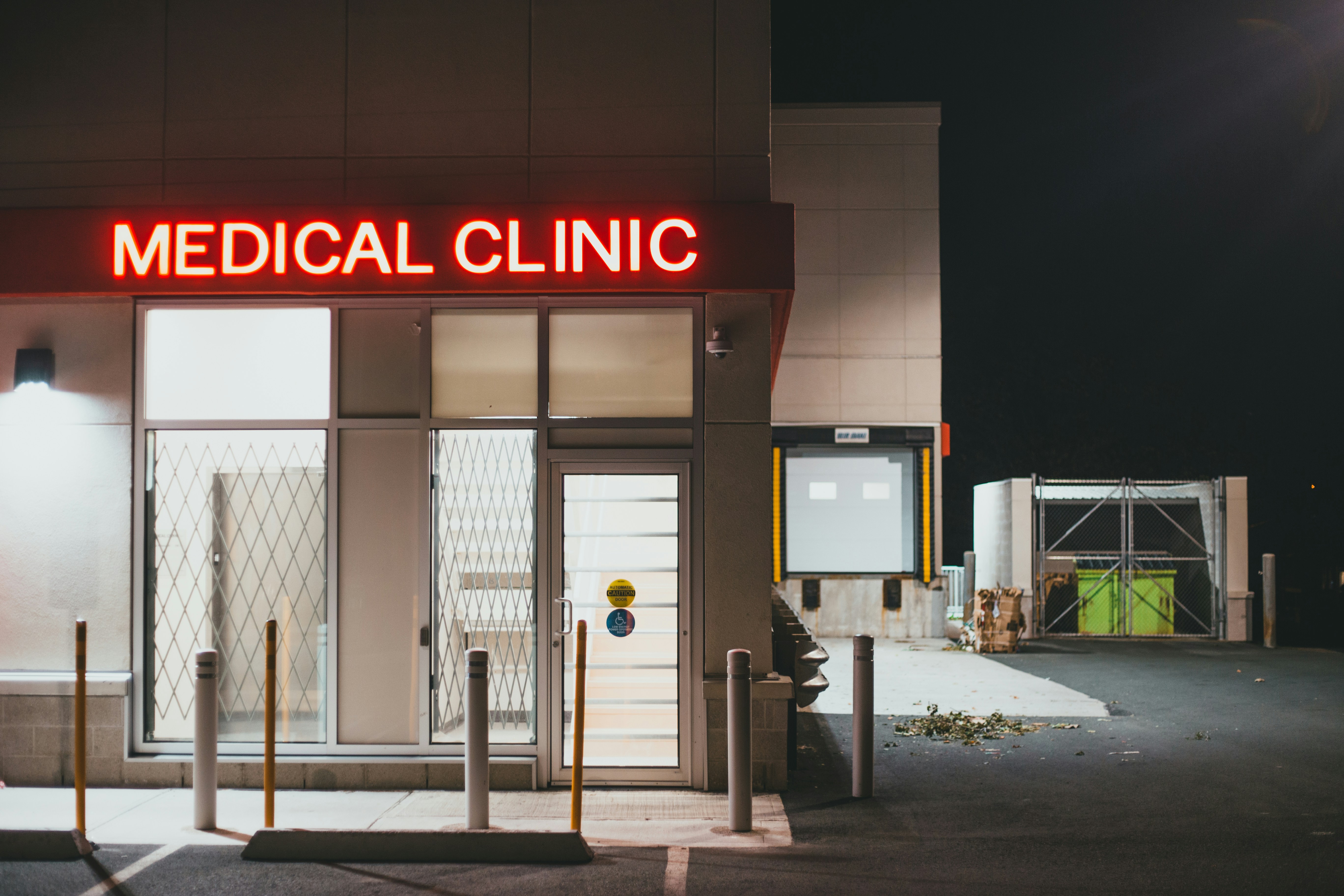 Medical Clinic exterior with illuminated signage